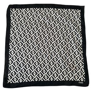 Authentic Fendi Women’s Black And White FF Monogram Cotton Scarf Handkerchief